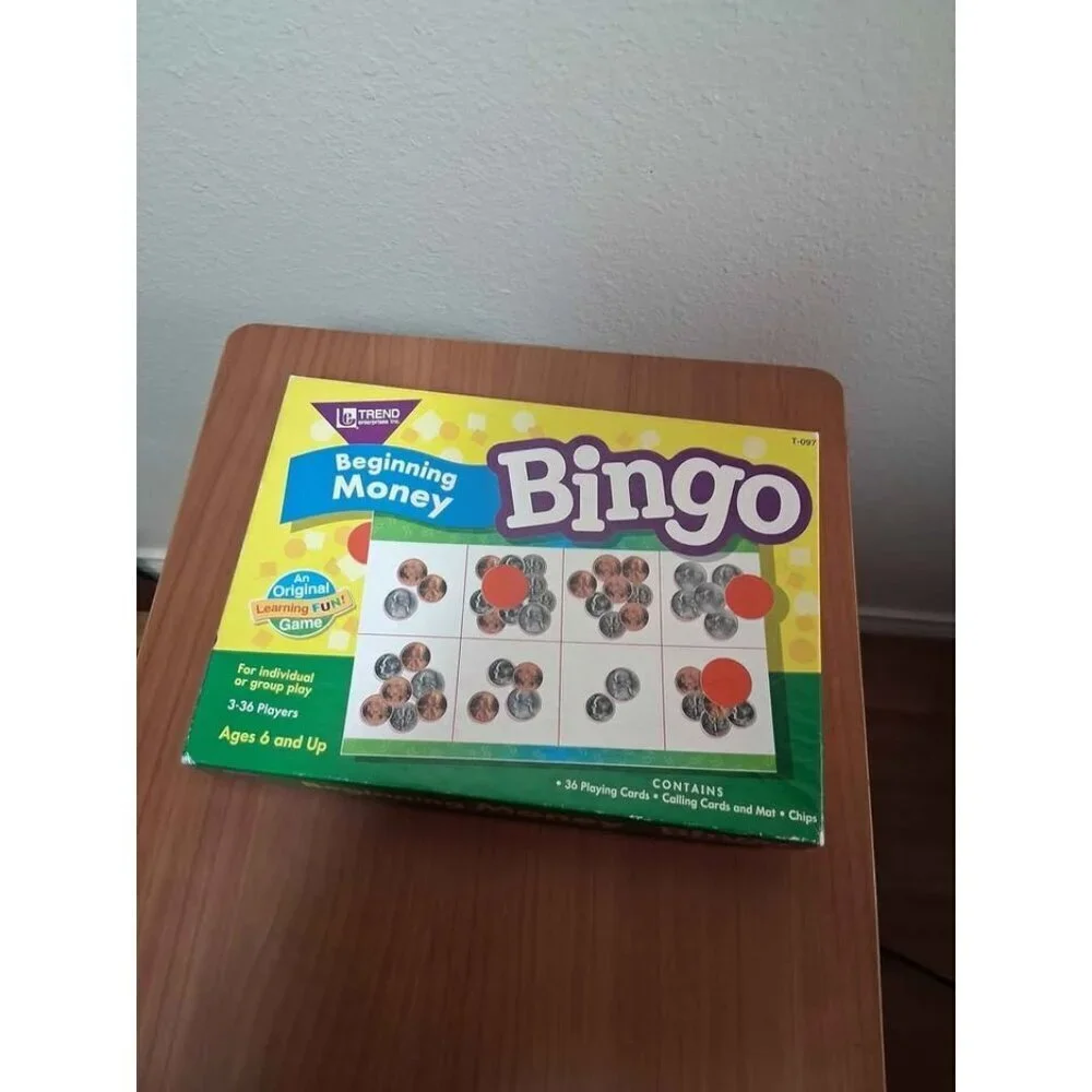 VTG 1995 Beginning Money Bingo Set Educational Game Classroom Home School